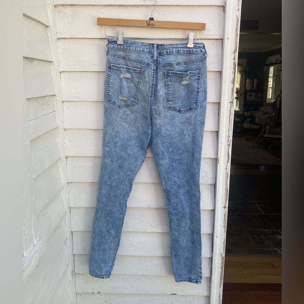 SO Blue Skinny Distressed Jeans Stretchy Denim Pants - Picture 6 of 9